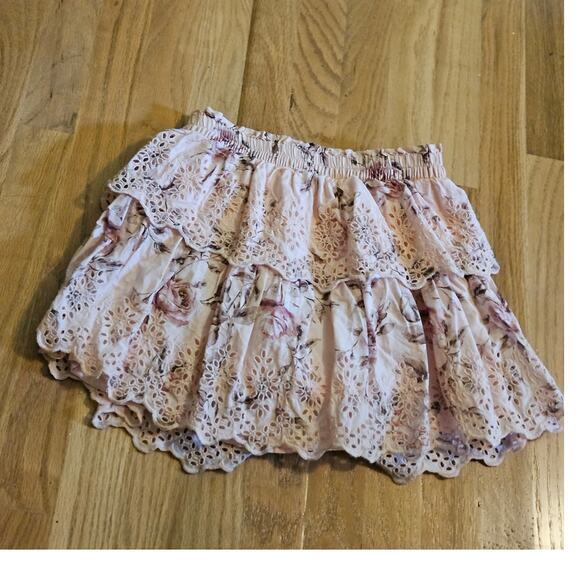 Gap x LoveShackFancy LSF Ruffle Mini Blush Pink Floral Skirt Large (10-11) Girl - Picture 3 of 11
